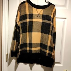 Tan and black Honeyme plaid top
